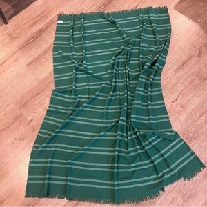 Chenille Dark Green Blanket Striped Throw 50” x 60” Bullseye’s Playground
